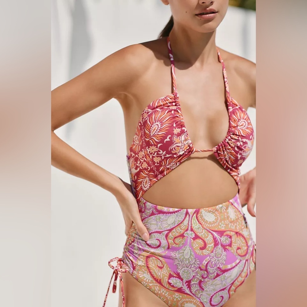 Anthropology Claudia Paisley Cut Out Swimsuit